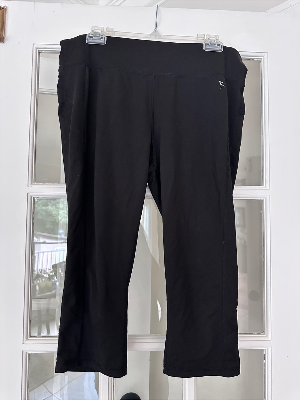 Danskin Black Capri Leggings with White Logo
